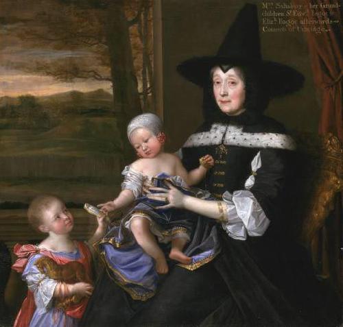 John Michael Wright Portrait of Mrs Salesbury with her Grandchildren Edward and Elizabeth Bagot Oil on canvas